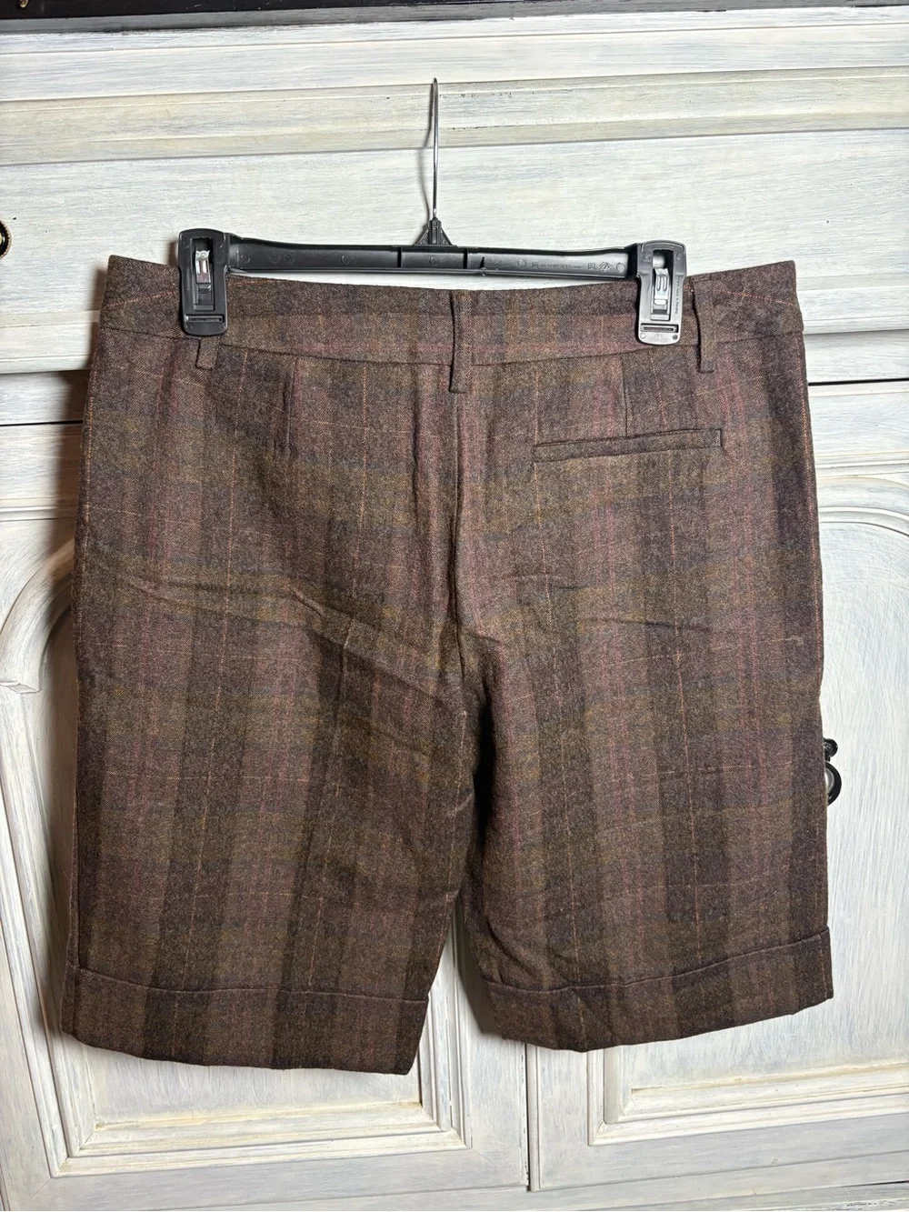 United‎ Colors Of Benetton Brown Plaid Pleated Shorts Menswear Academia Luxury